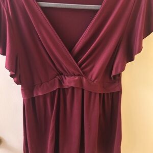 Elegant Burgundy Women's Top maternity and nursing friendly